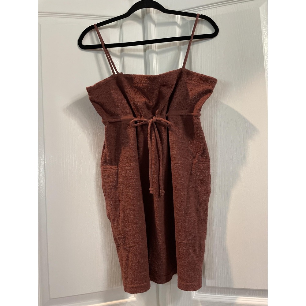 Free People FP Beach Dress Womens Medium Brown Terry Cloth Cover Up Pockets‎